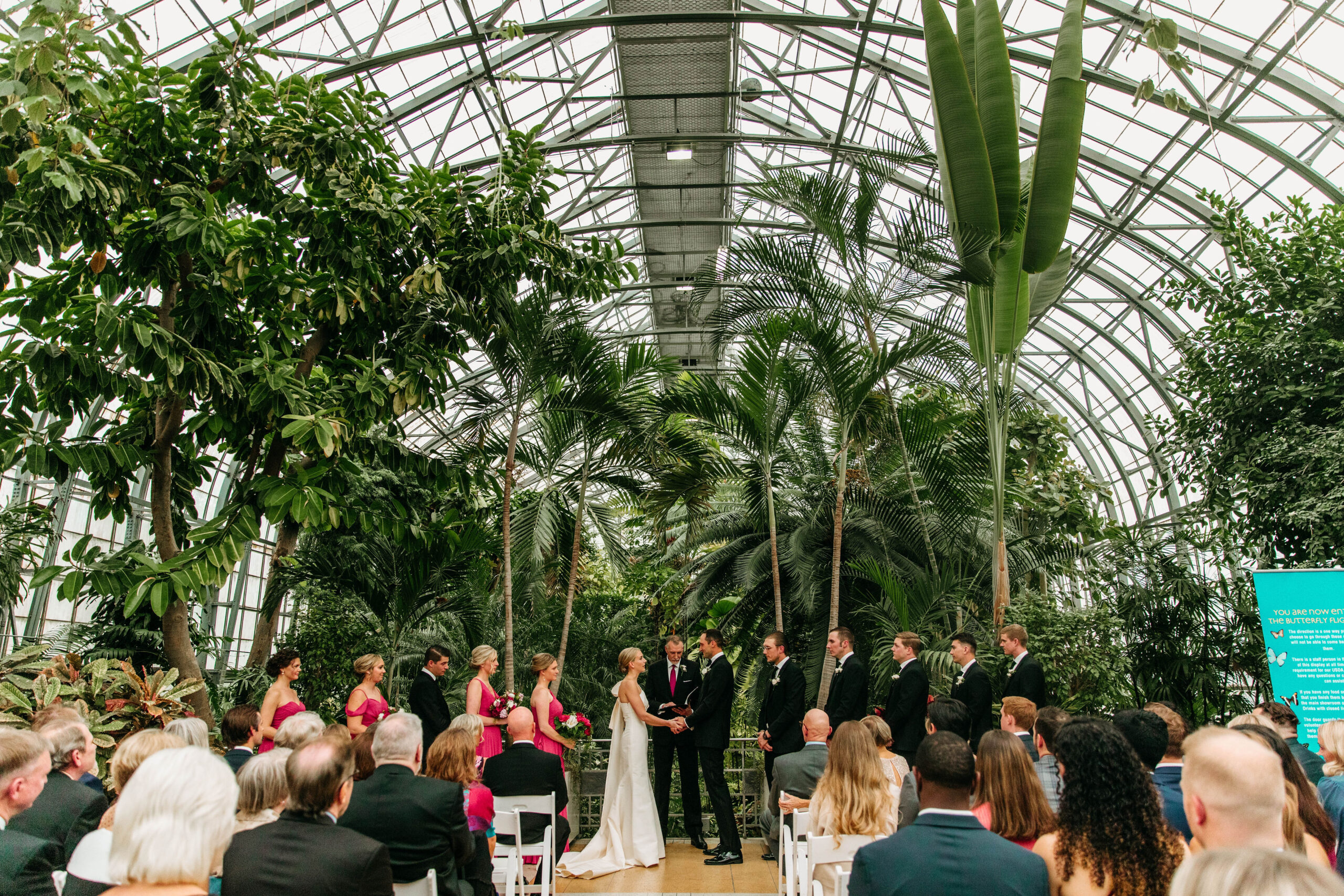 Wedding Ceremony at Krohn Conservatory in Cincinnati Ohio. 