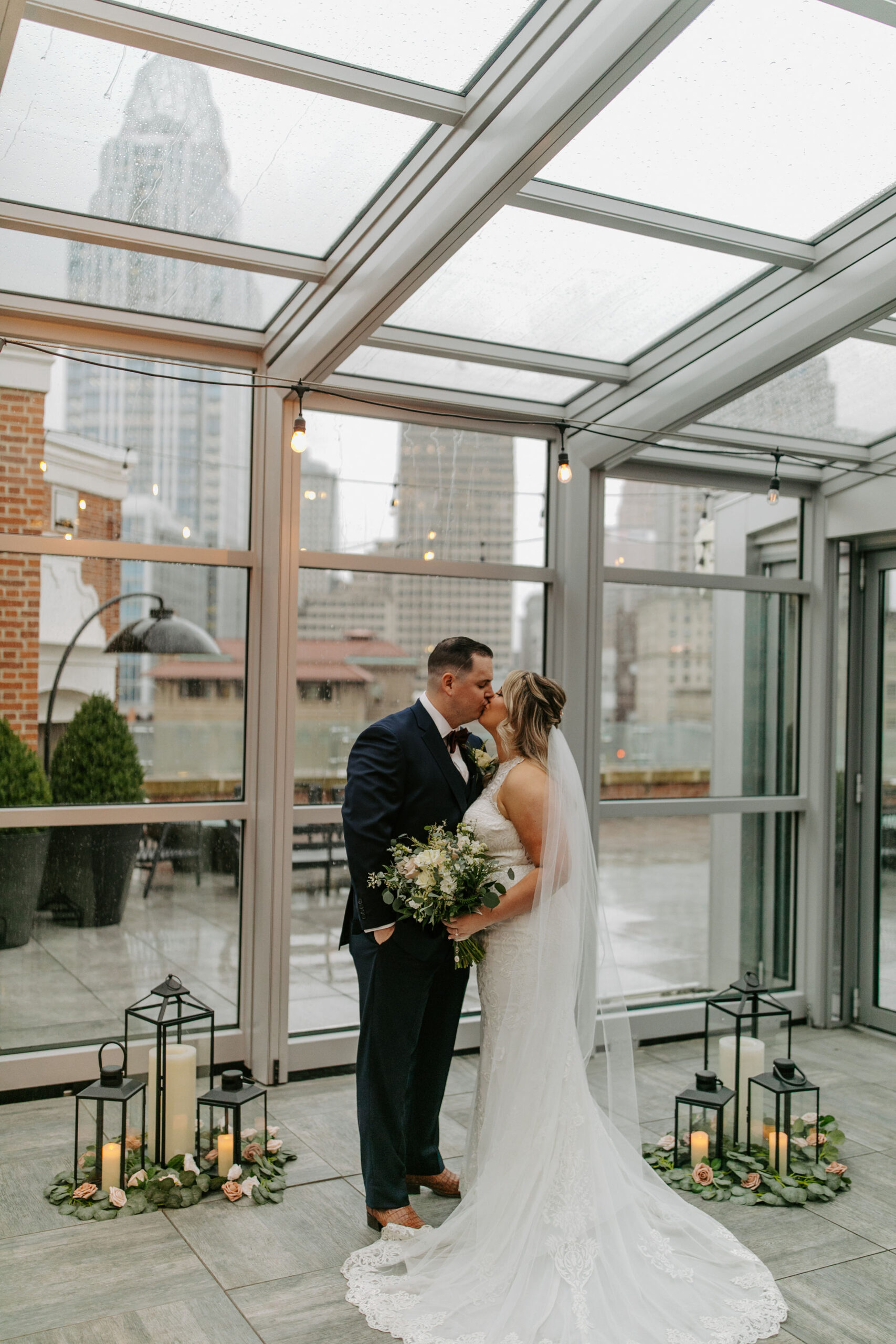 Rooftop City Wedding Ceremony at the Lyle Park Hotel in Cincinnati Ohio. 