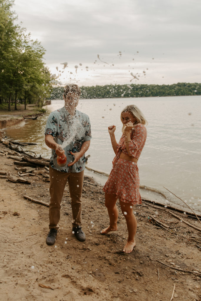 East Fork Lake Engagement Session Chmpagne Pop 