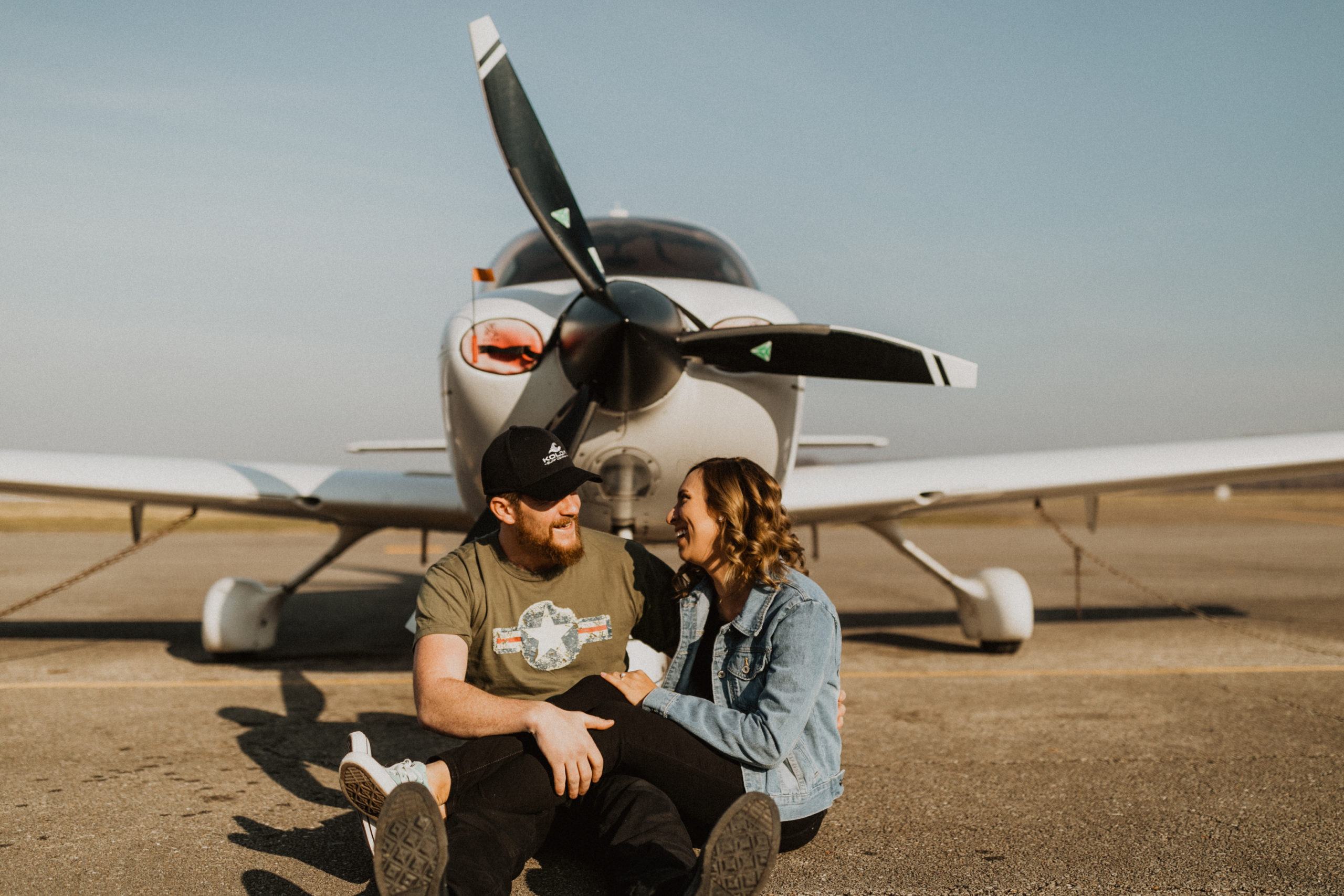 Engaged Couples Airplane Engagement Session at Lunken Airport in Cincinnati