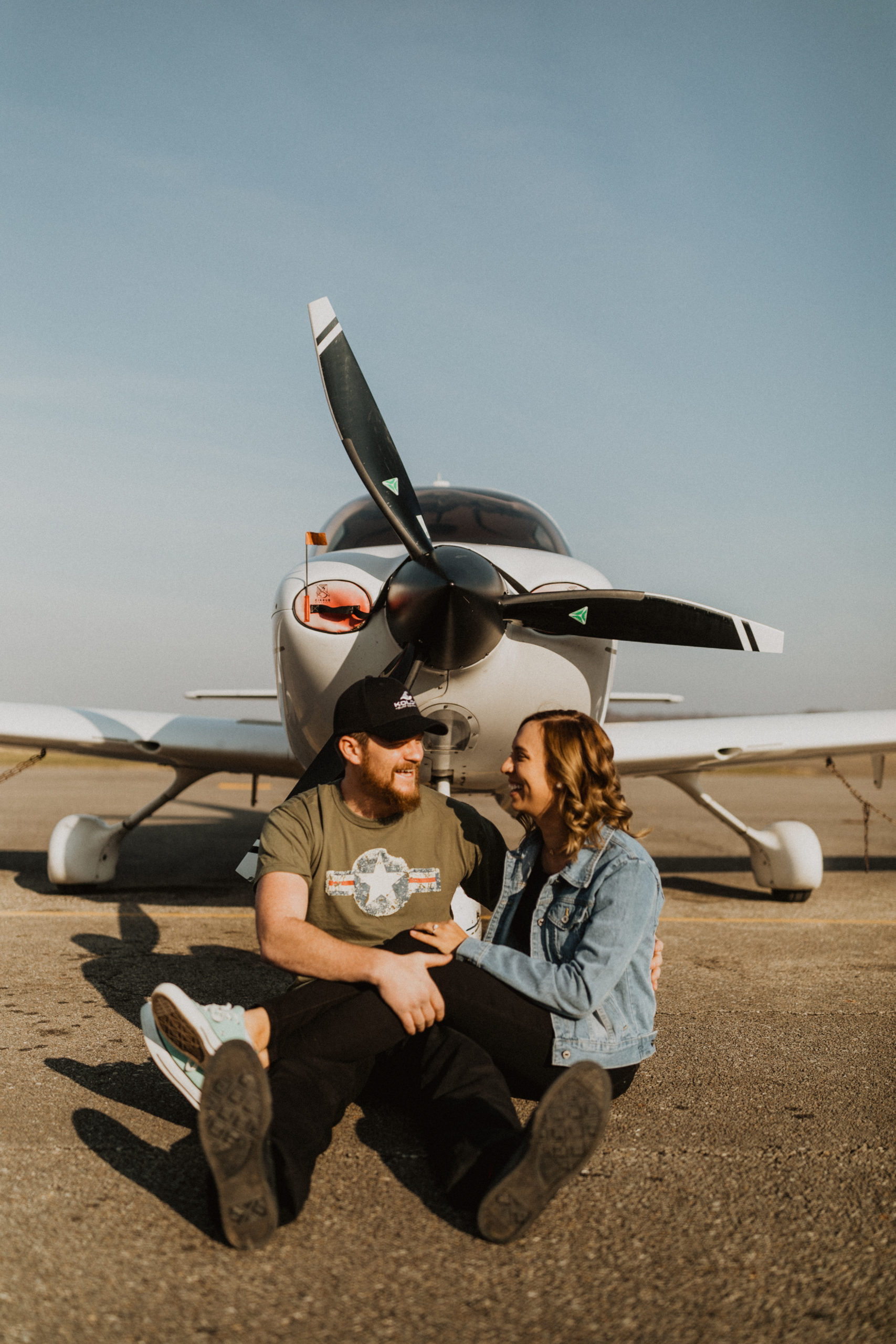 Engaged Couples Airplane Engagement Session at Lunken Airport in Cincinnati