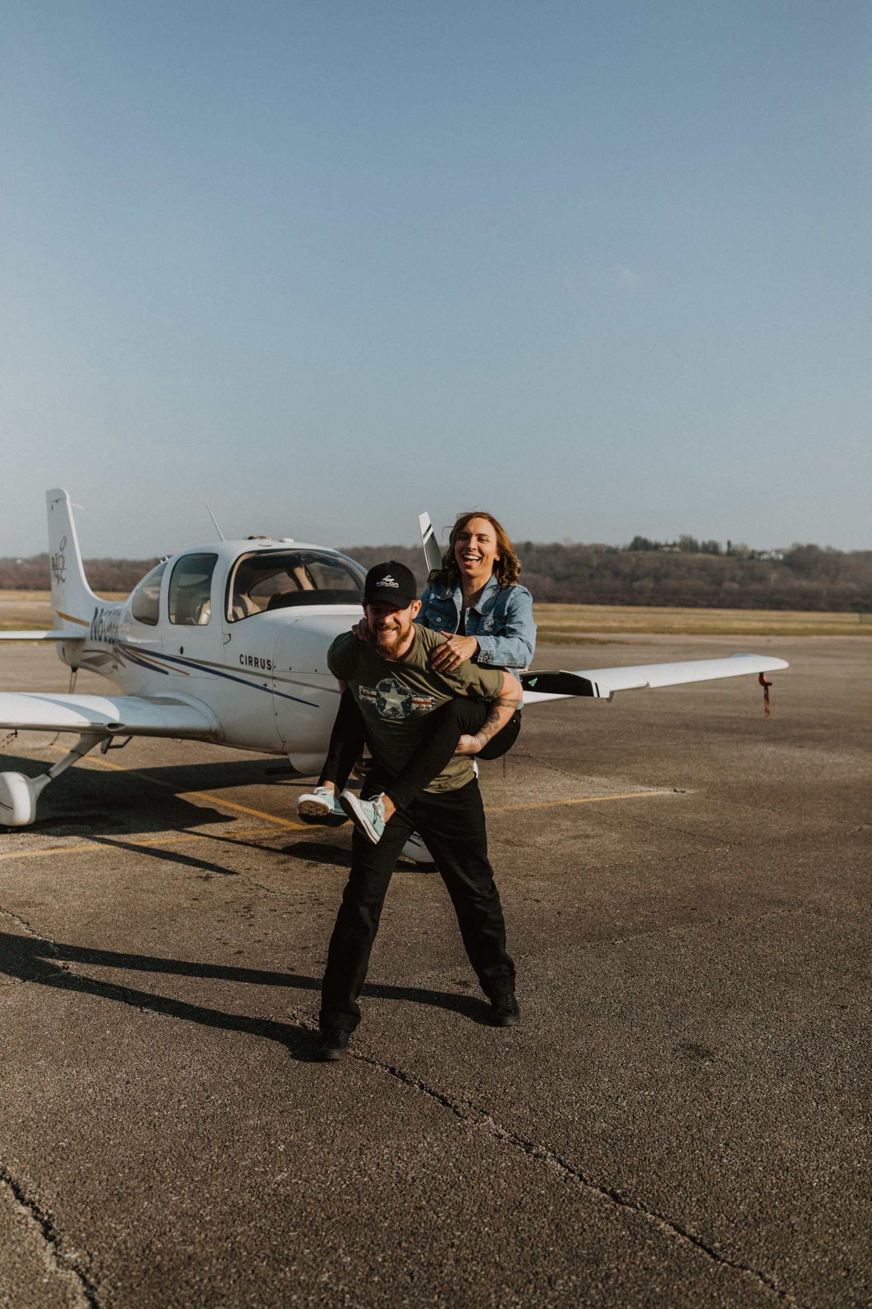 Engaged Couples Airplane Engagement Session at Lunken Airport in Cincinnati