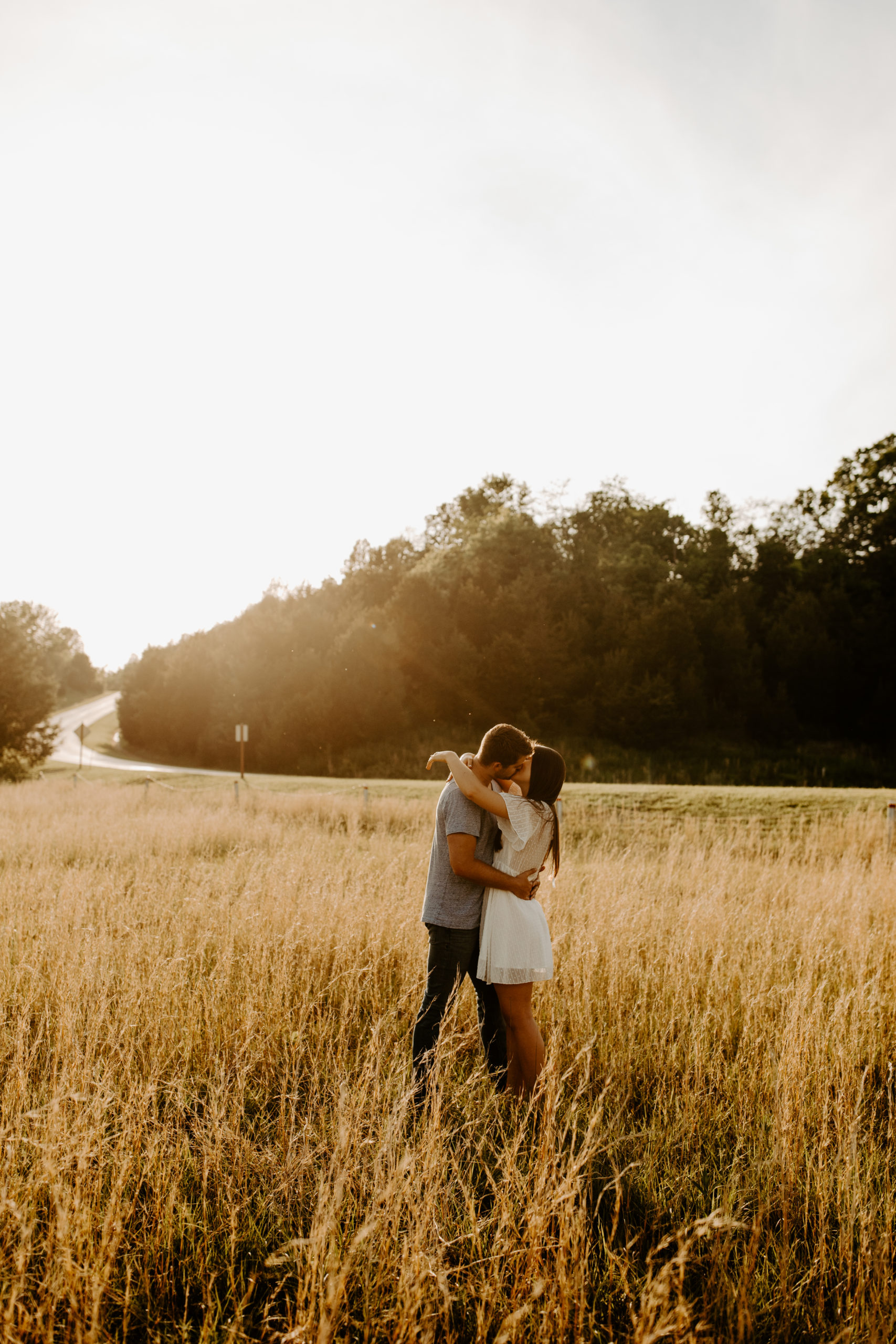 Engaged Couple at East Fork Lake in Cincinnati Ohio at golden hour