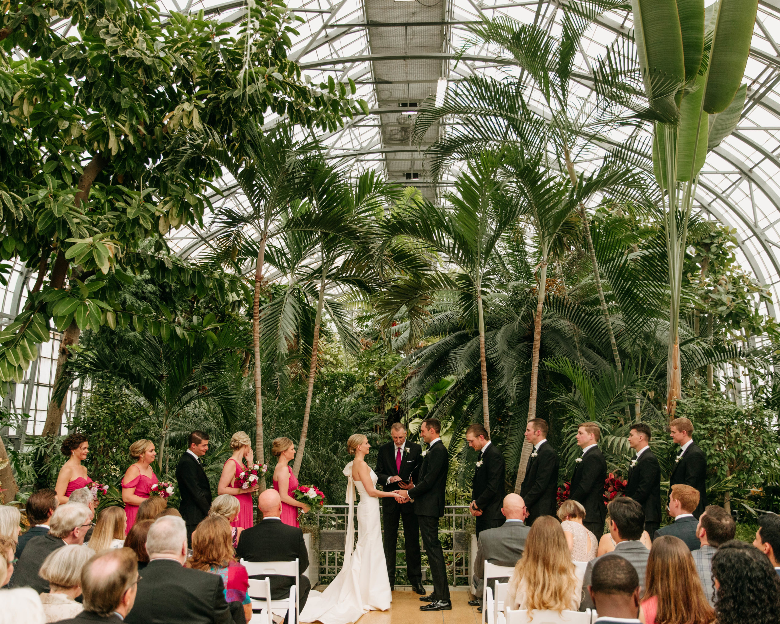 Wedding Ceremony at Krohn conservatory in Eden Park, Cincinnati Ohio