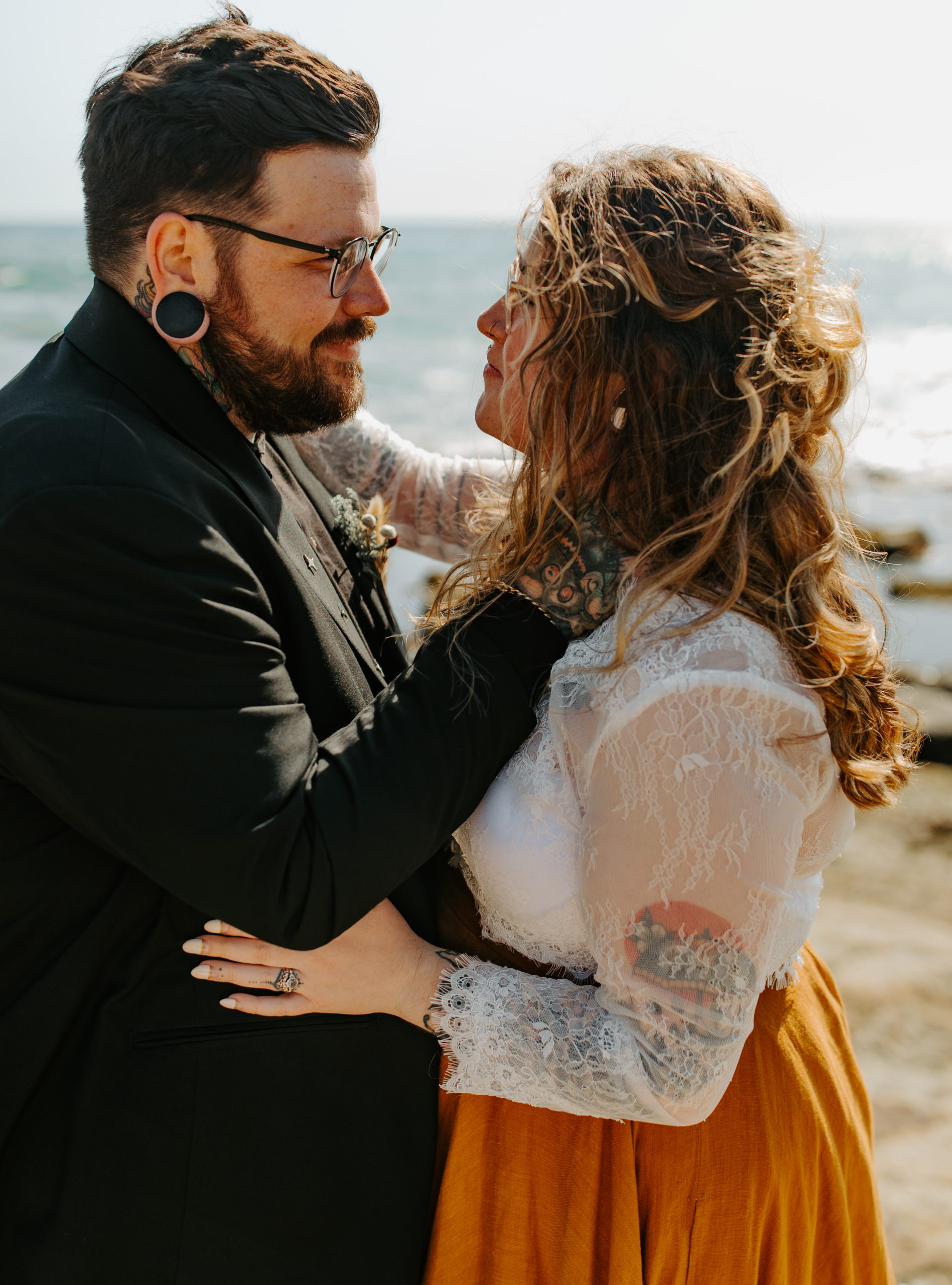 Point Loma Elopement Session at Golden Hour in San Diego with Wedding Couple