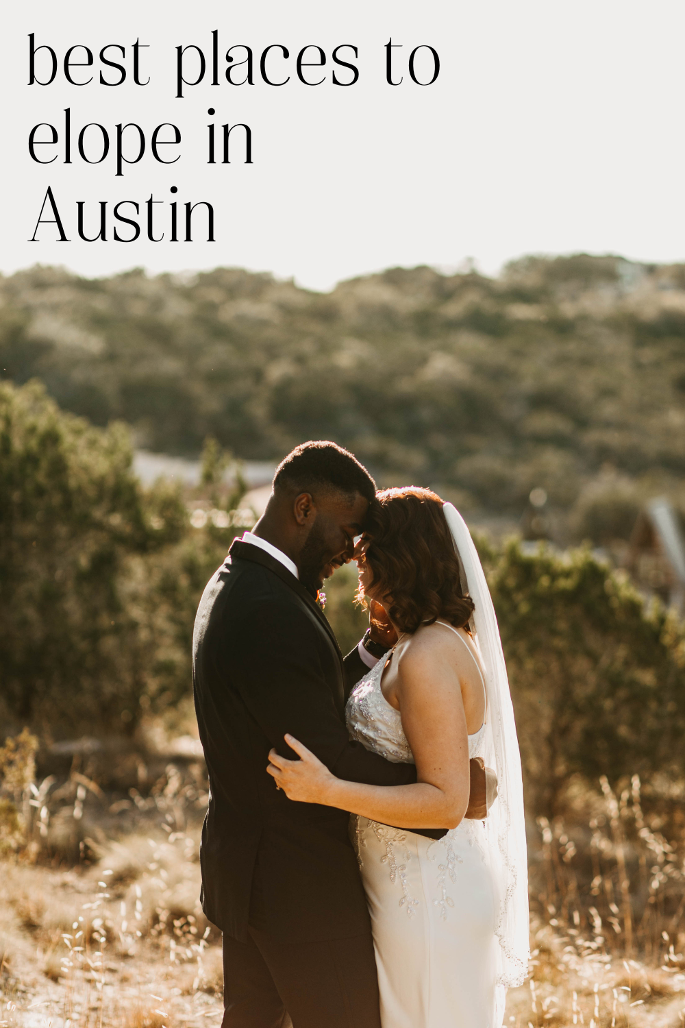 Photo of Couple at Chapel Dulcinea in Austin Texas, with text "Where to Elope In Austin"