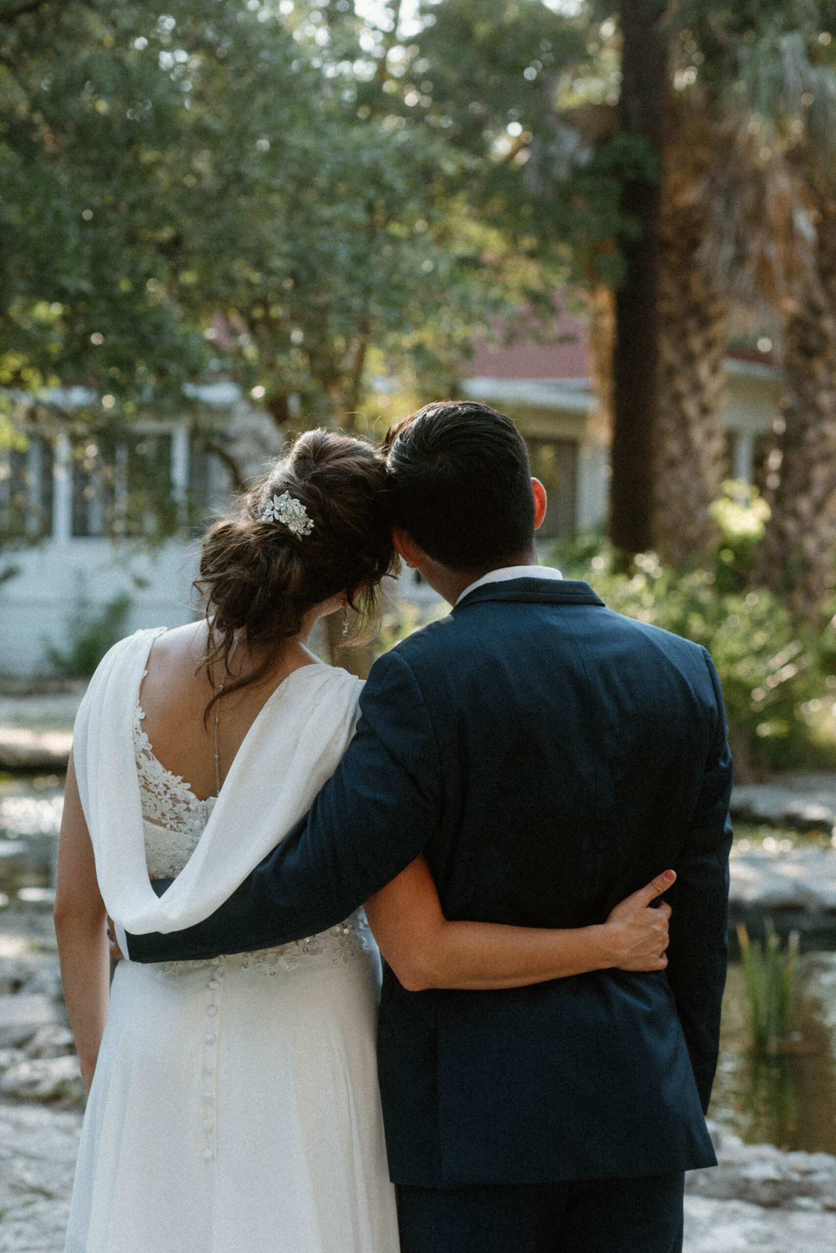 Wedding photograph taken at an intimate Mayfield Garden wedding. Photograph by Bare Moments Photography. Taken during the summer in Austin, Texas. 