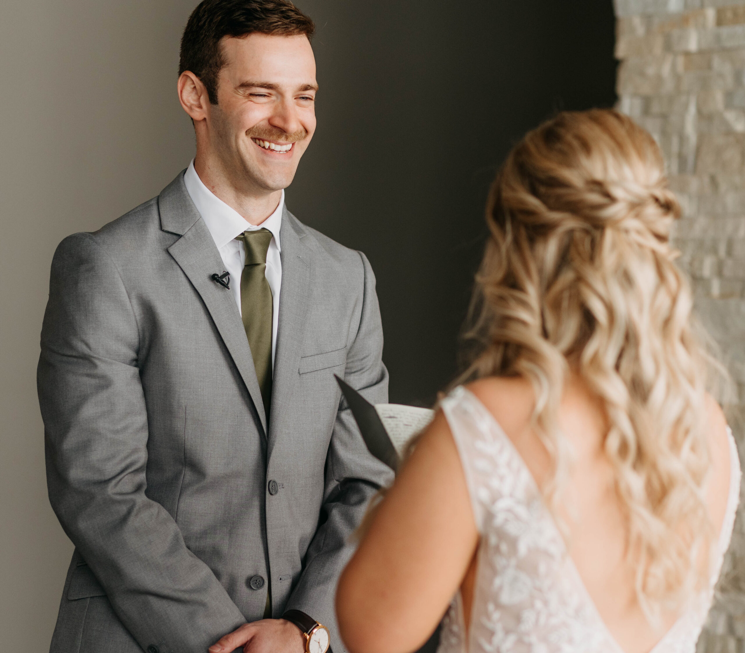 Hand written vows from groom on wedding day. Documentary Wedding photographs.