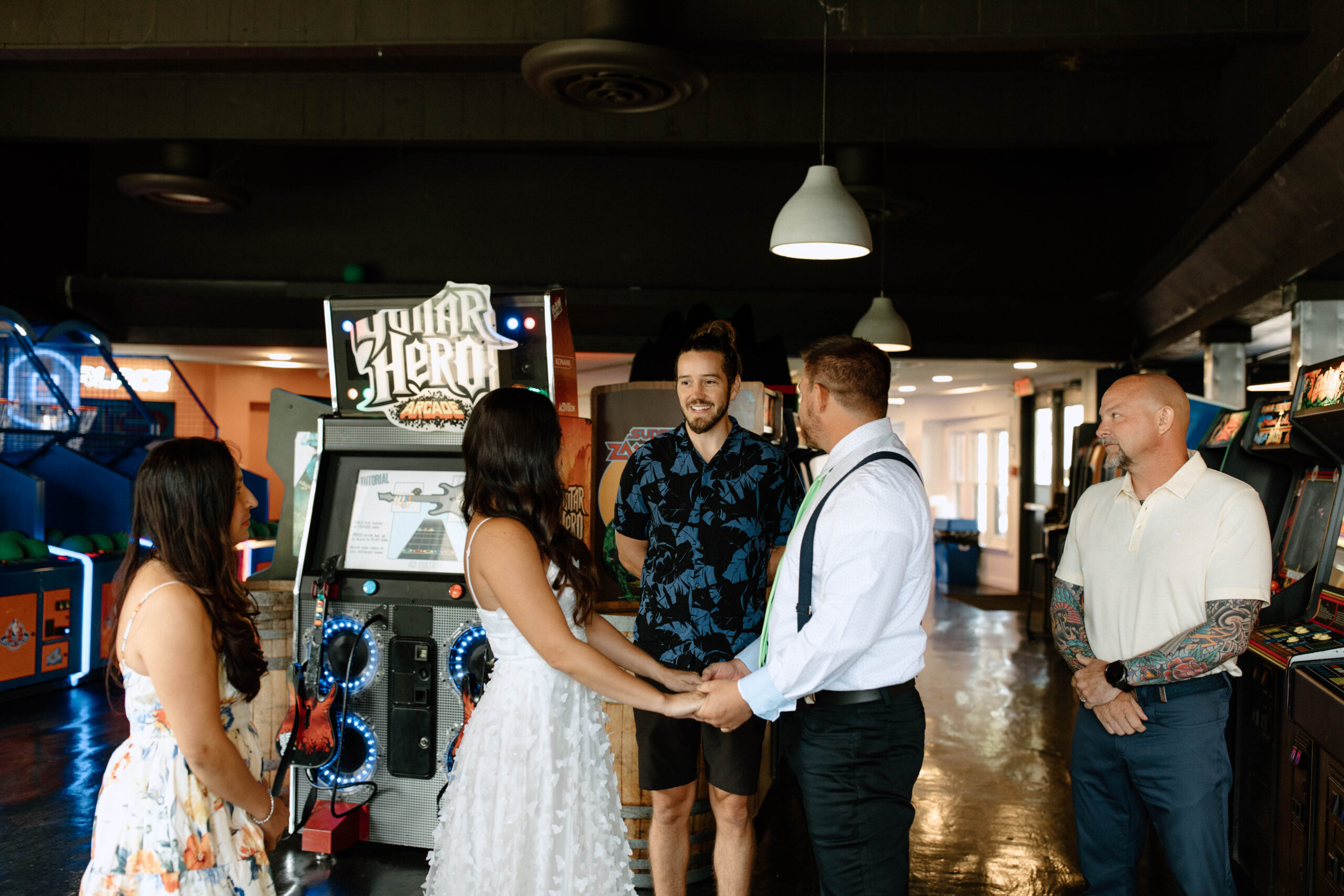 Wedding Ceremony at Cidercade - An Arcade Elopement Photography. 