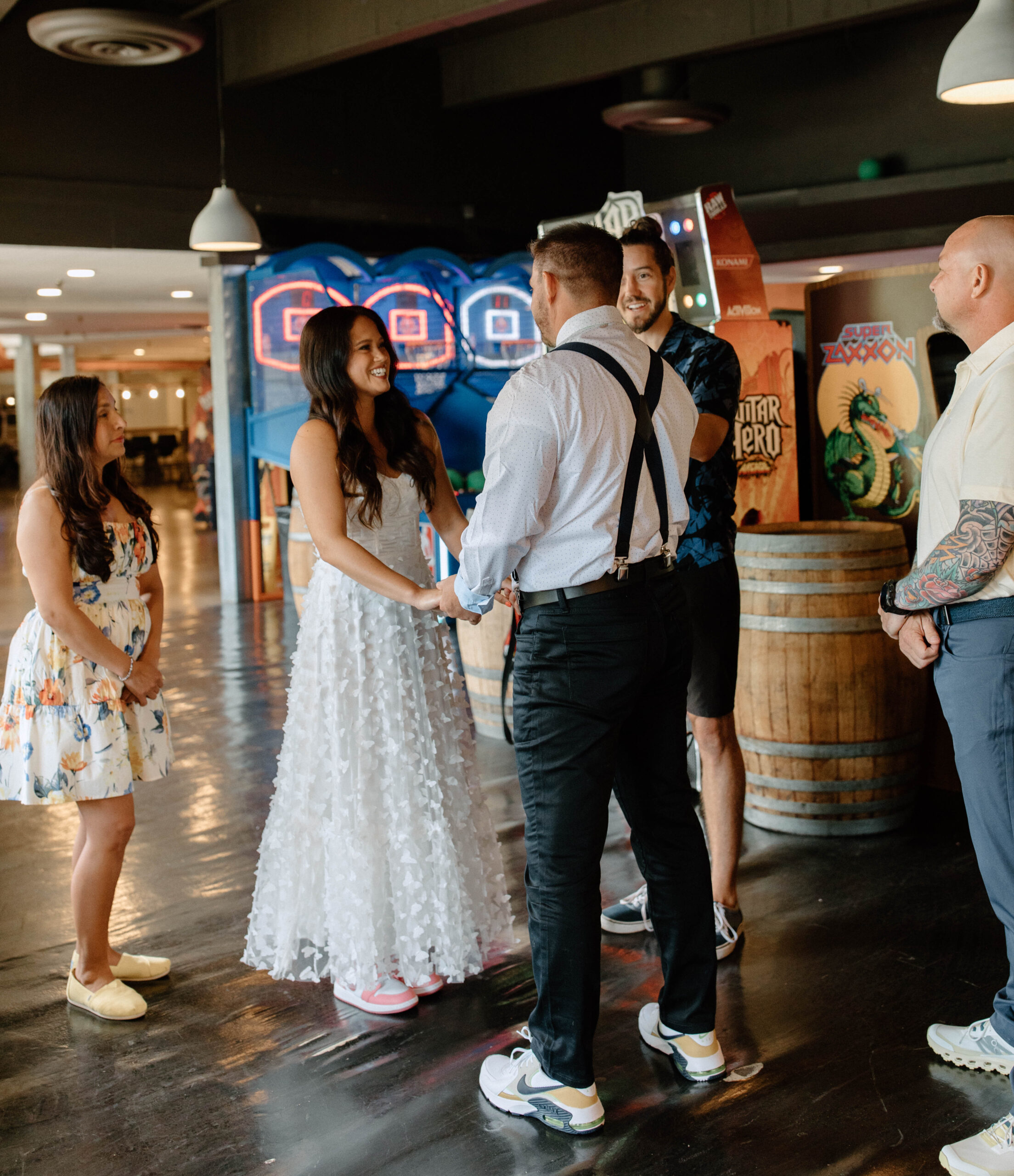 Wedding Ceremony at Cidercade - An Arcade Elopement Photography. 